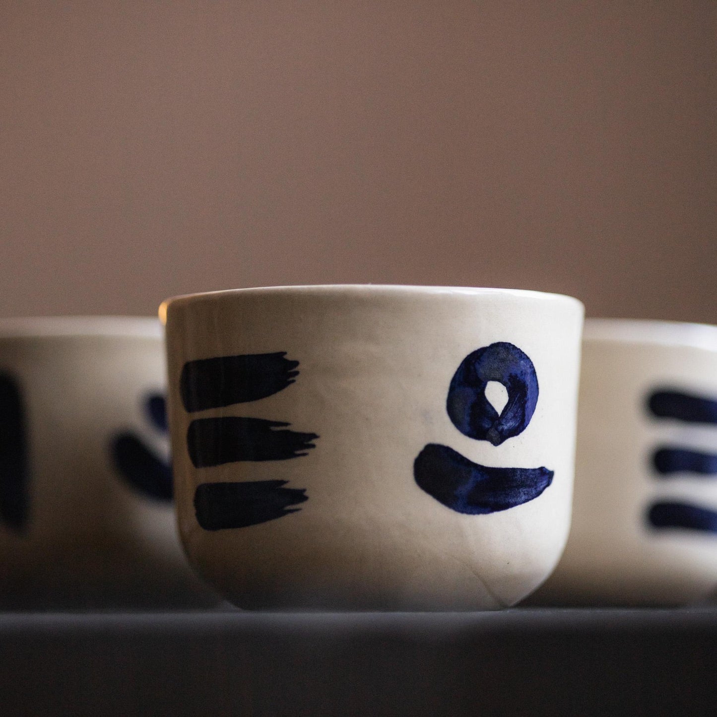 Cobalt Brushstroke Mug - Latte