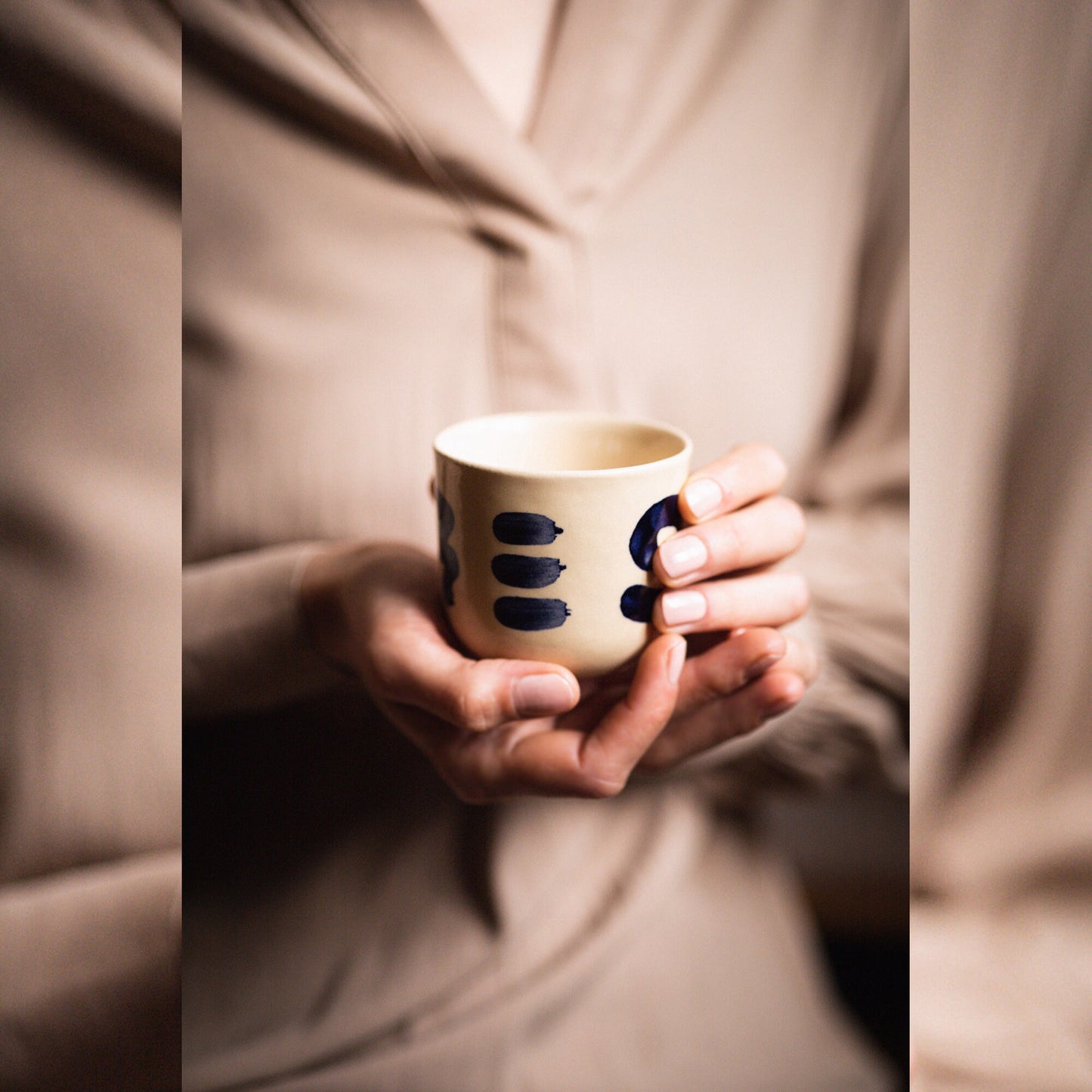 Cobalt Brushstroke Mug - Cappuccino
