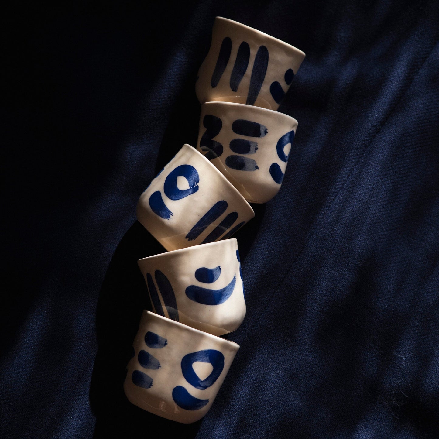 Cobalt Brushstroke Mug - Cappuccino