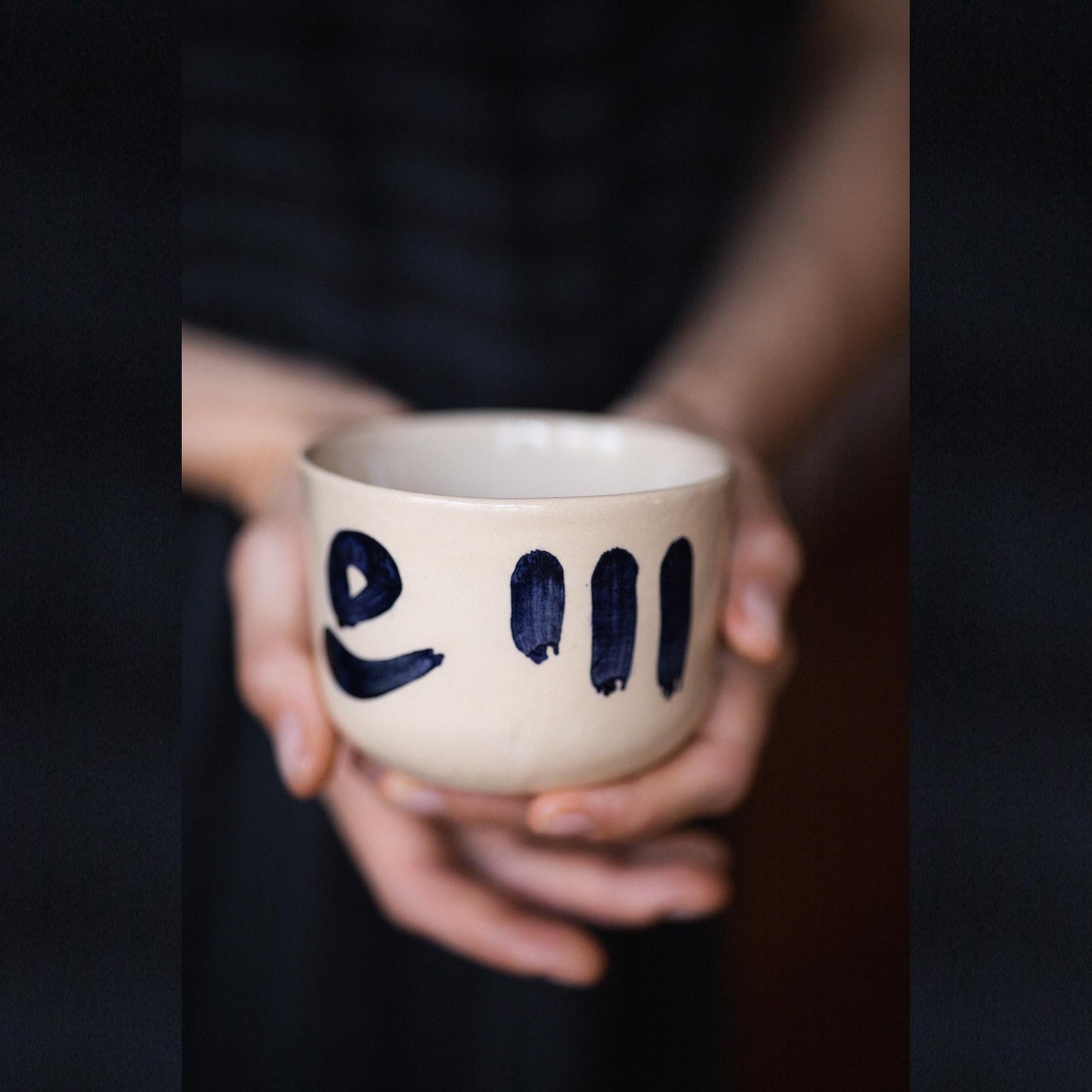 Cobalt Brushstroke Mug - Latte