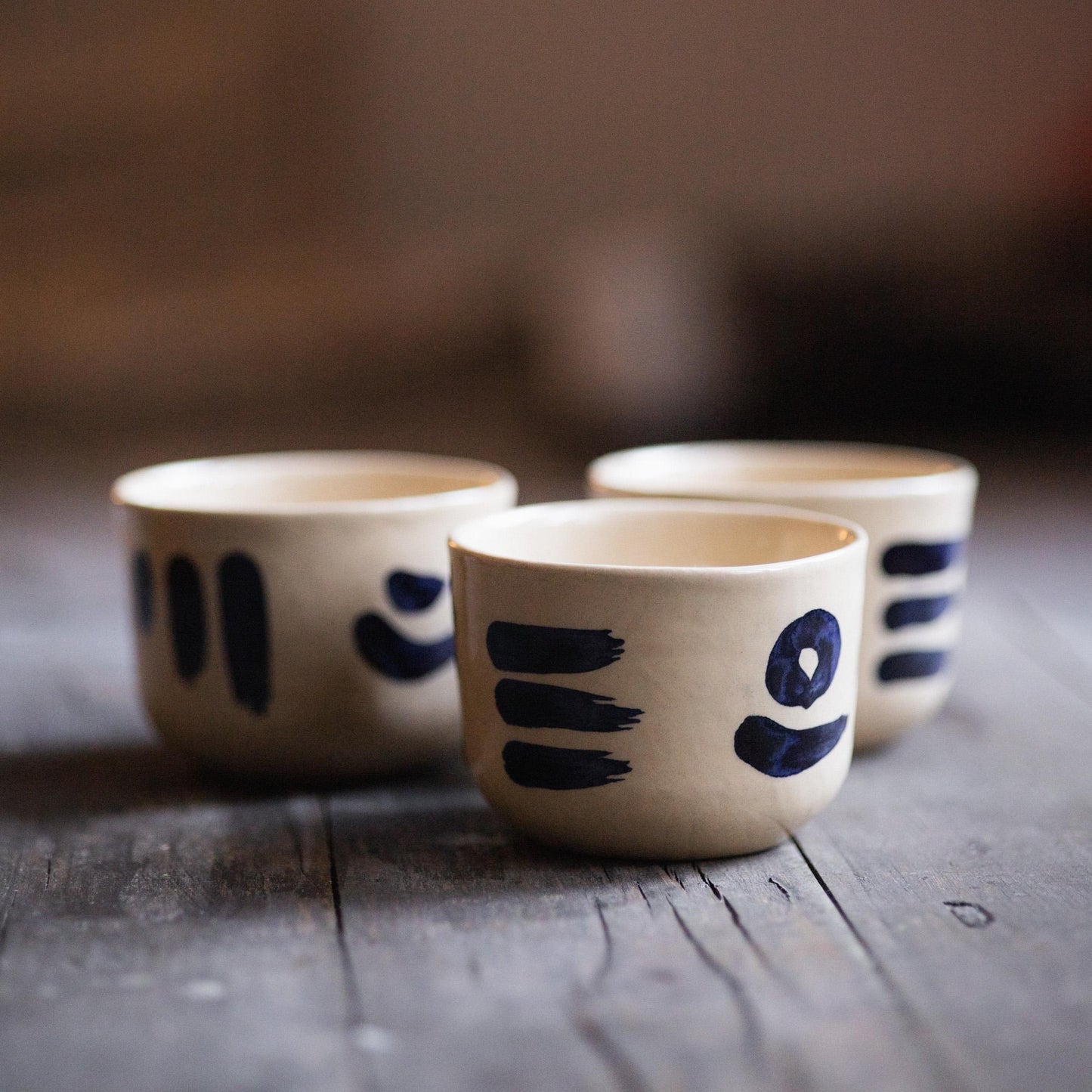 Cobalt Brushstroke Mug - Latte