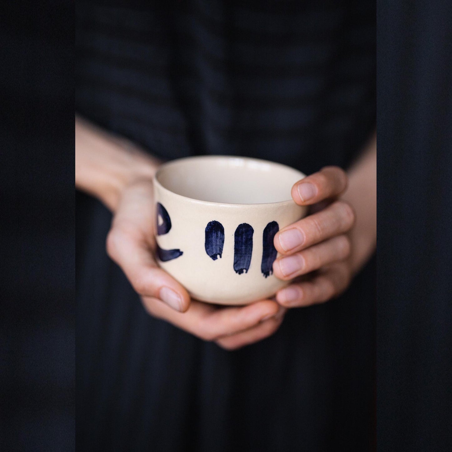 Cobalt Brushstroke Mug - Latte